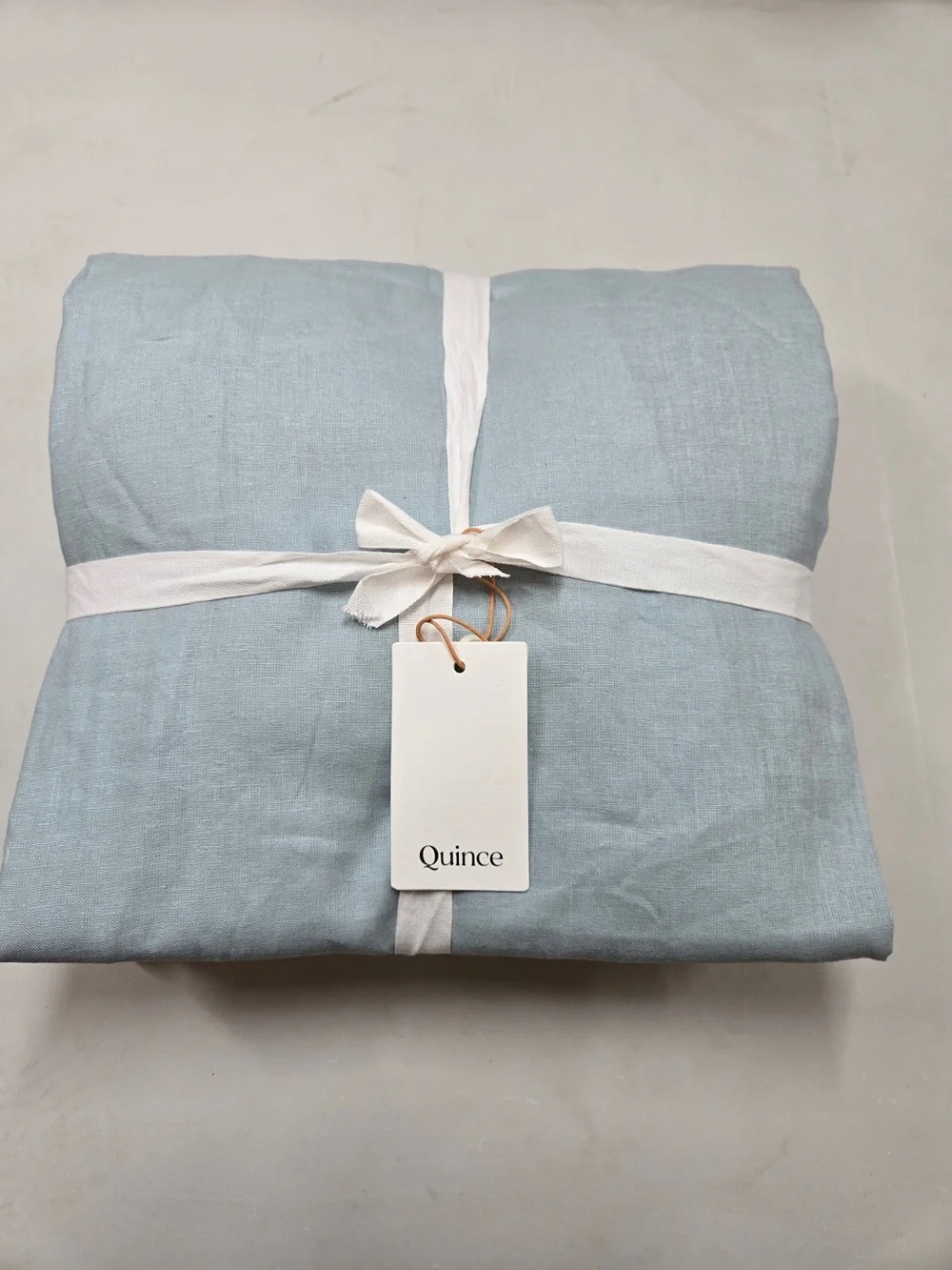 NWT QUINCE Set Of 2 48x84 European Linen Curtains Light Blue 9024